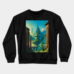 Solarpunk building with retro city aesthetic Crewneck Sweatshirt